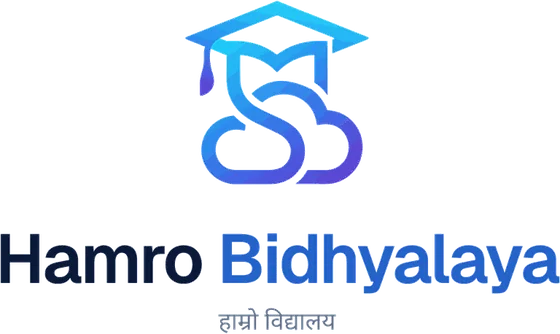The Hamro Bidhyalaya lockup: a graduation cap over an S, with the name beside it